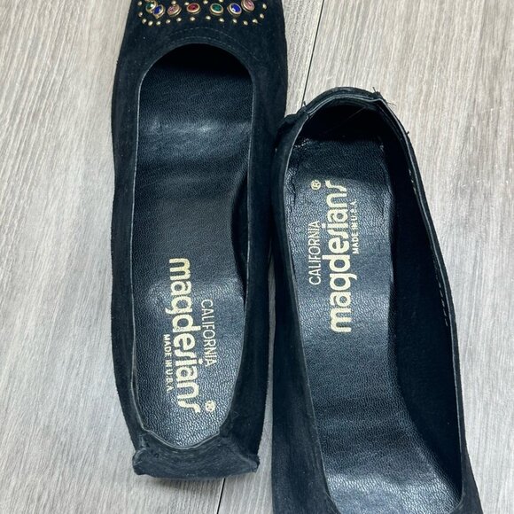 California Magdesians Shoes Womens 6M Jeweled Embellished Loafer Suede Black - Picture 10 of 12